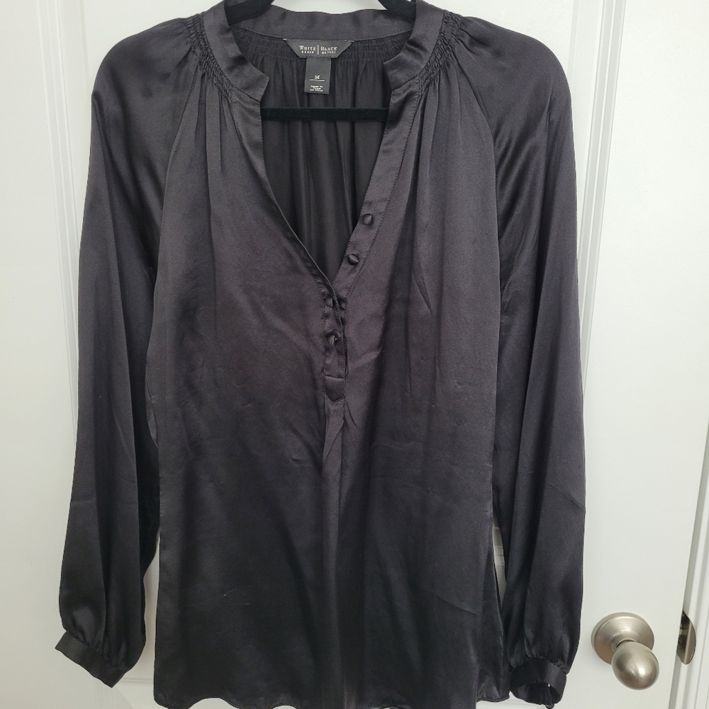 WHBM Black Silk Top